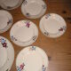 Service of 12 plates and plate with decoration of flowers Amandinoise St Amand