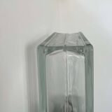 Pair of vintage wall lights, glass and black metal, Italy 1980