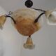 Vintage 4-light chandelier in black metal and glass, France