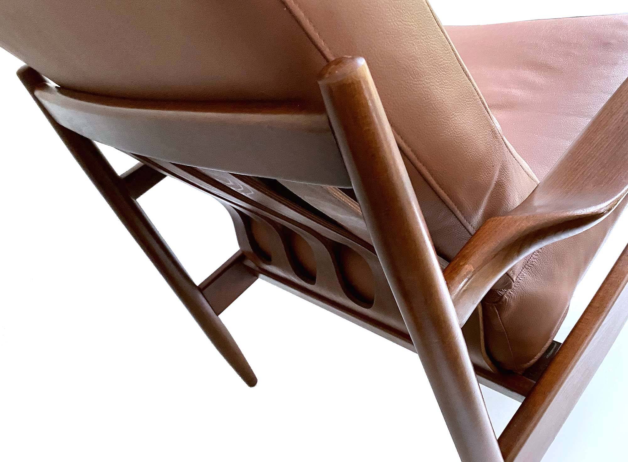 Pair of Scandinavian Teak and Leather Armchairs, 1960s