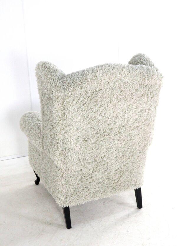 Fauteuil gris Doodle Rétro entièrement restauré - nouvelle tapisserie