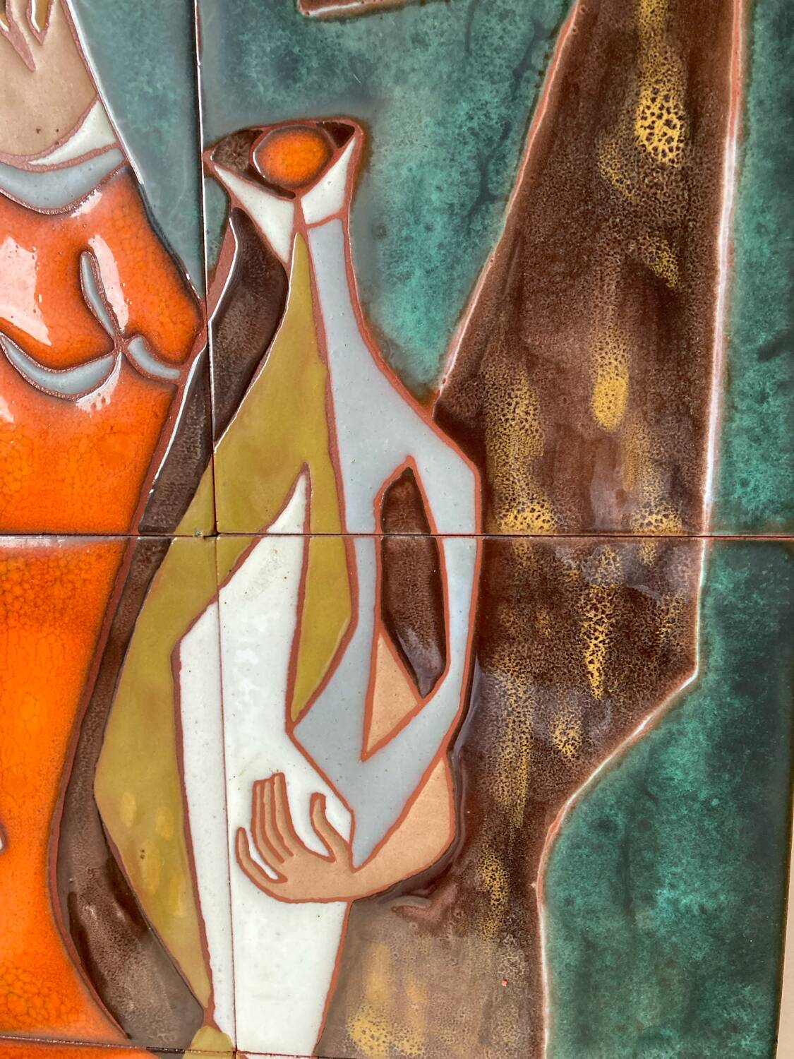 Grand panneau mural céramique années 60