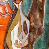 Grand panneau mural céramique années 60