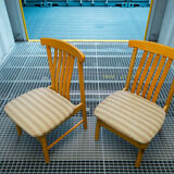 Pair of wide chairs made of solid wood Toyo Furniture made in Japan
