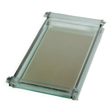 Plateau Art déco en verre, miroir et métal chromé, 1930