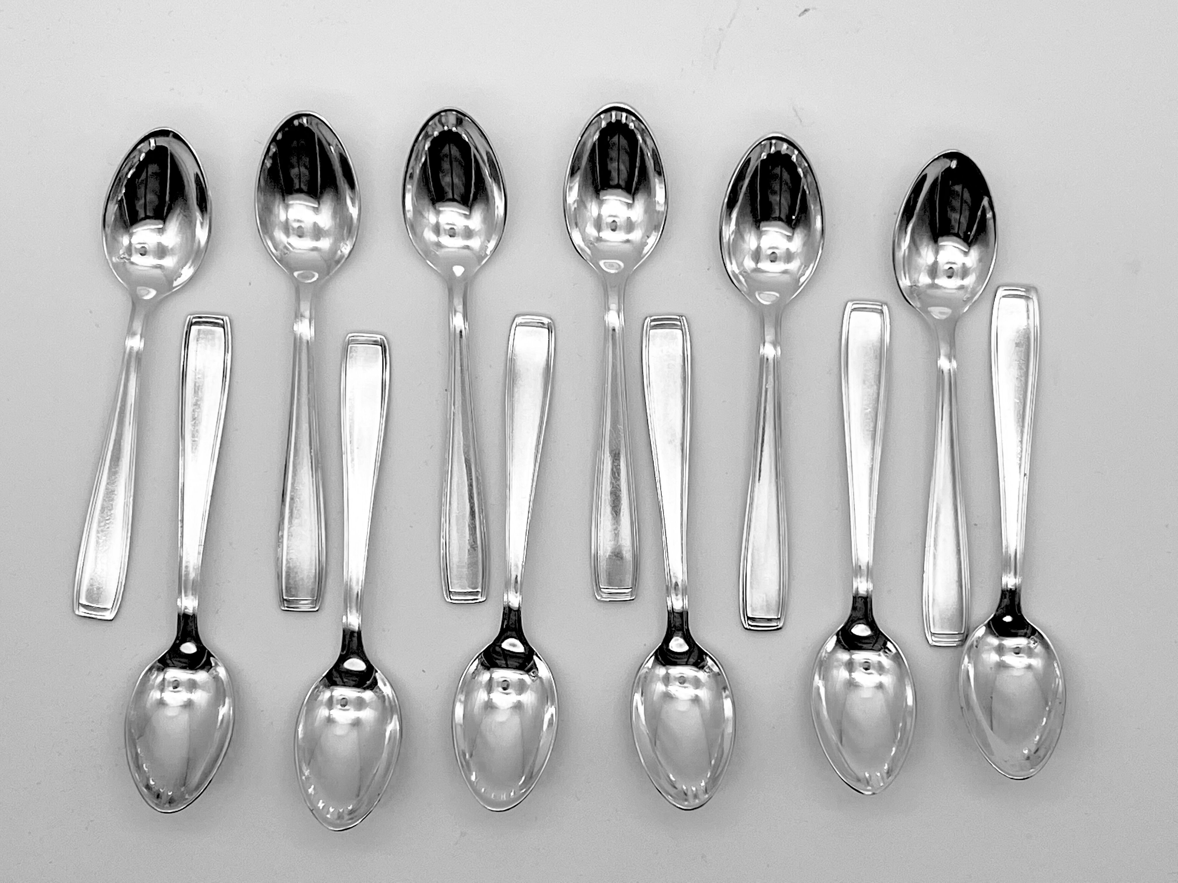Ercuis 12 small teaspoons coffee dessert model carthage silver metal