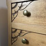 Carved solid oak chest of drawers