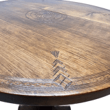 Round Beechwood Side Table With Carving, 1950s