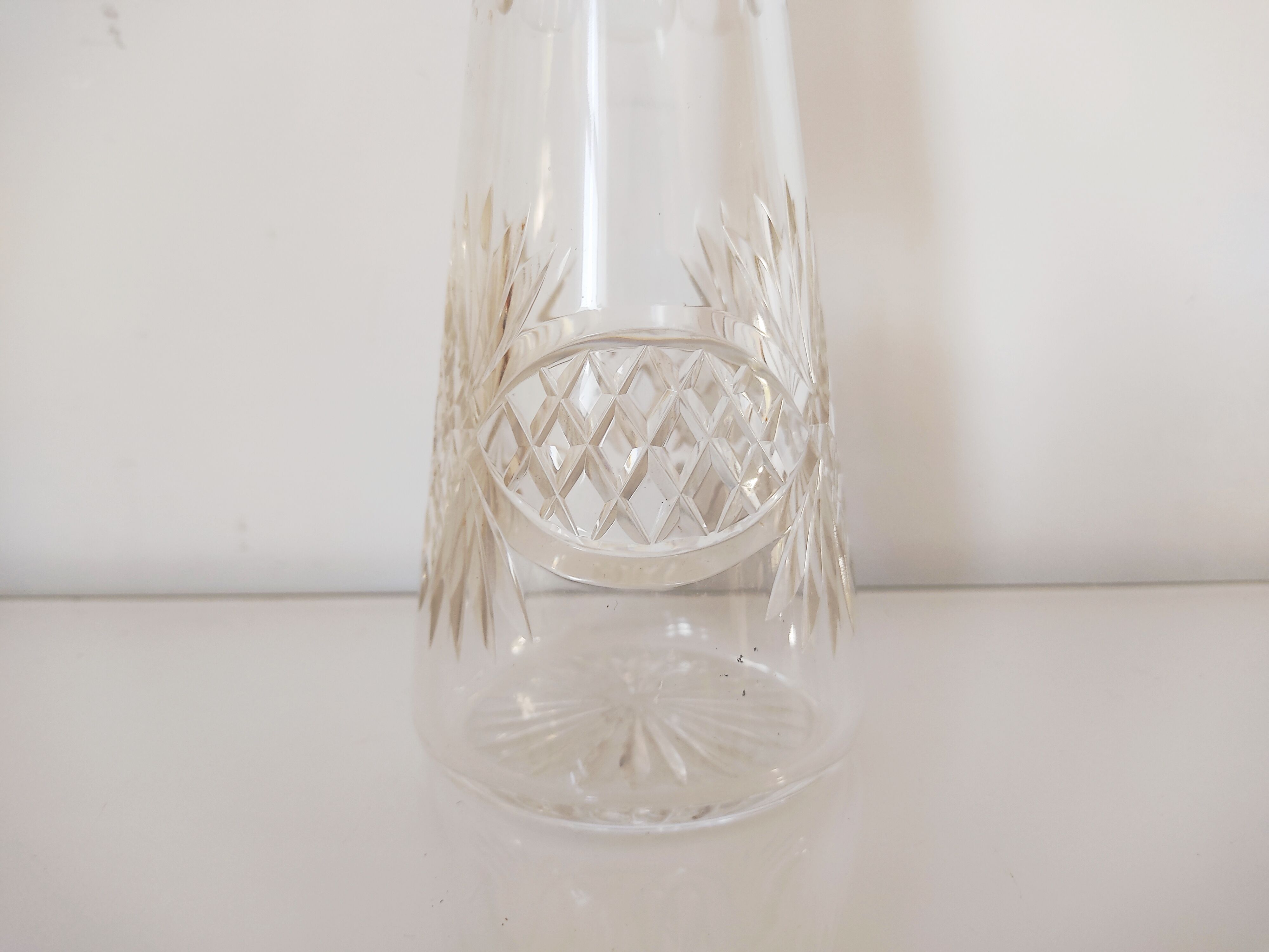 Carved glass decanter