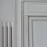 Headboard from the 1930s for a 160 bed in pearl gray patinated solid oak