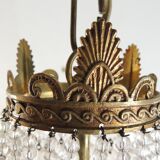 Antique crystal pendant chandelier – vintage Empire style – bronze