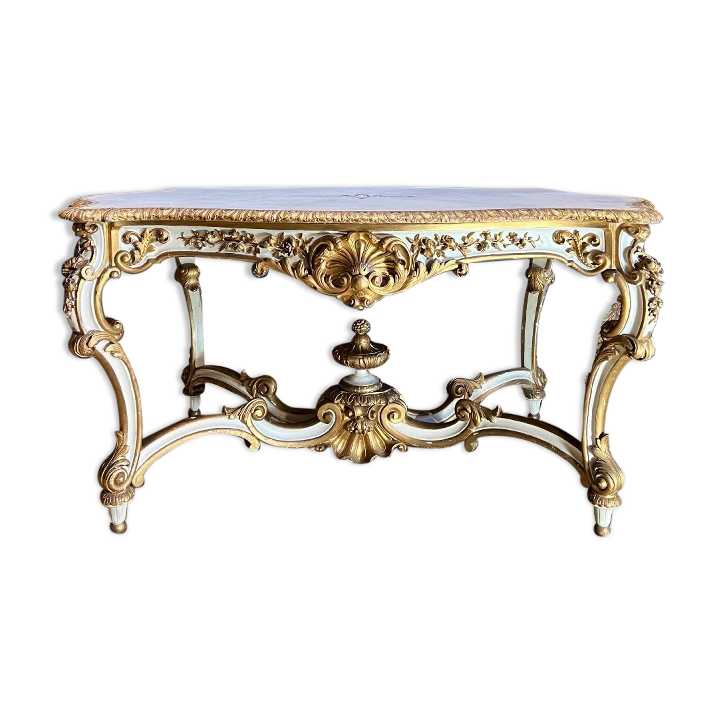 Mid-period table Napoleon III in painted and gilded wood