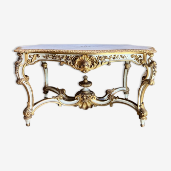 Table de milieu d’époque Napoléon III en bois peint et doré