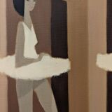 Mid-Century Modern Swedish "Modernist Ballerinas" Vintage Figurative Oil Painting by Fabian Lundqvis