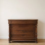Antique wooden and white marble chest of drawers with 4 drawers.