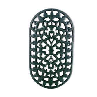 Green enamelled metal table mat