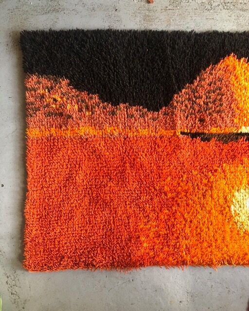 Vintage wall tapestry carpet 1970 wool