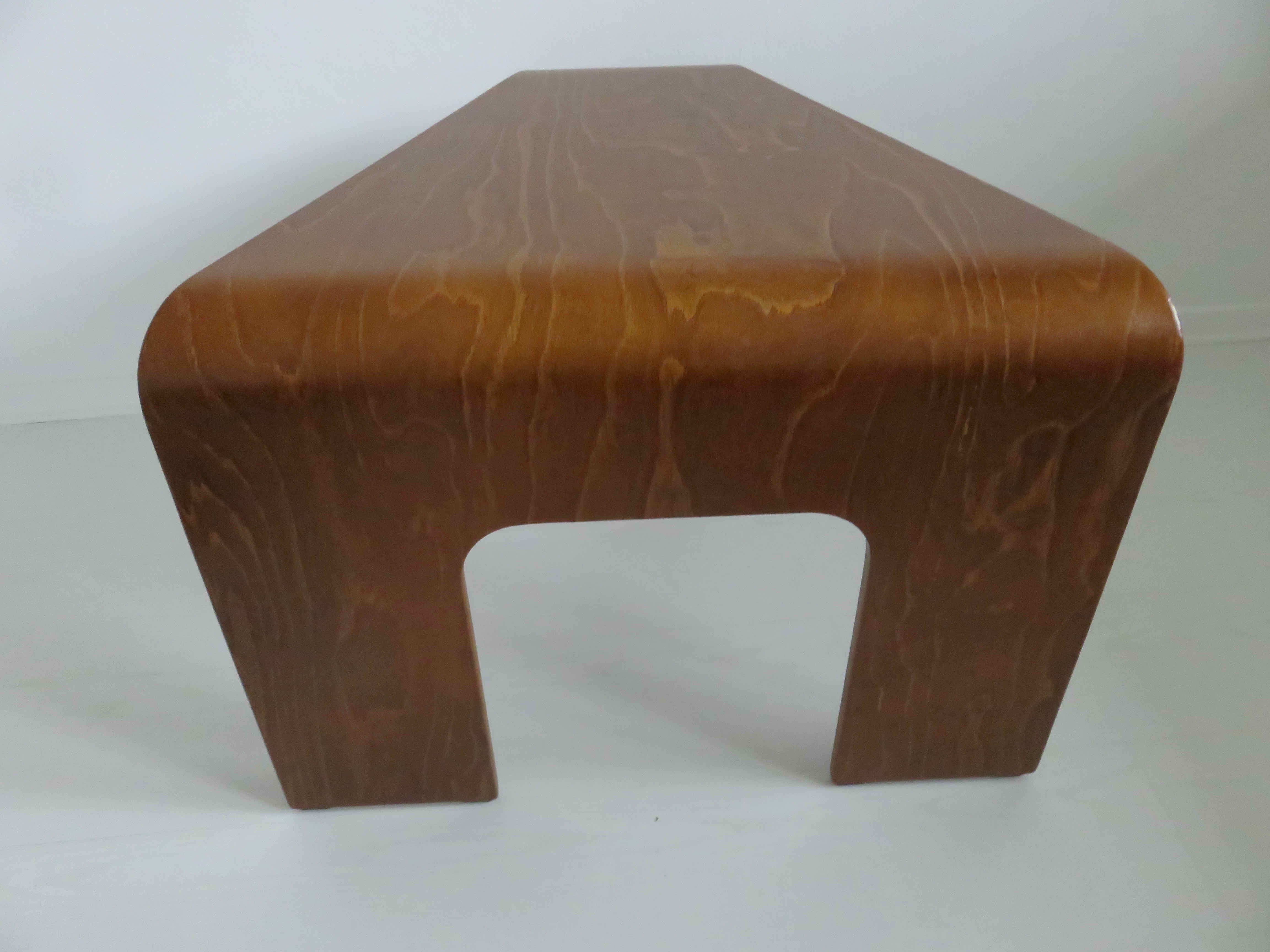 Scandinavian coffee table in curved wood 1970