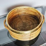 Rattan and brass basket, Italy, 1970