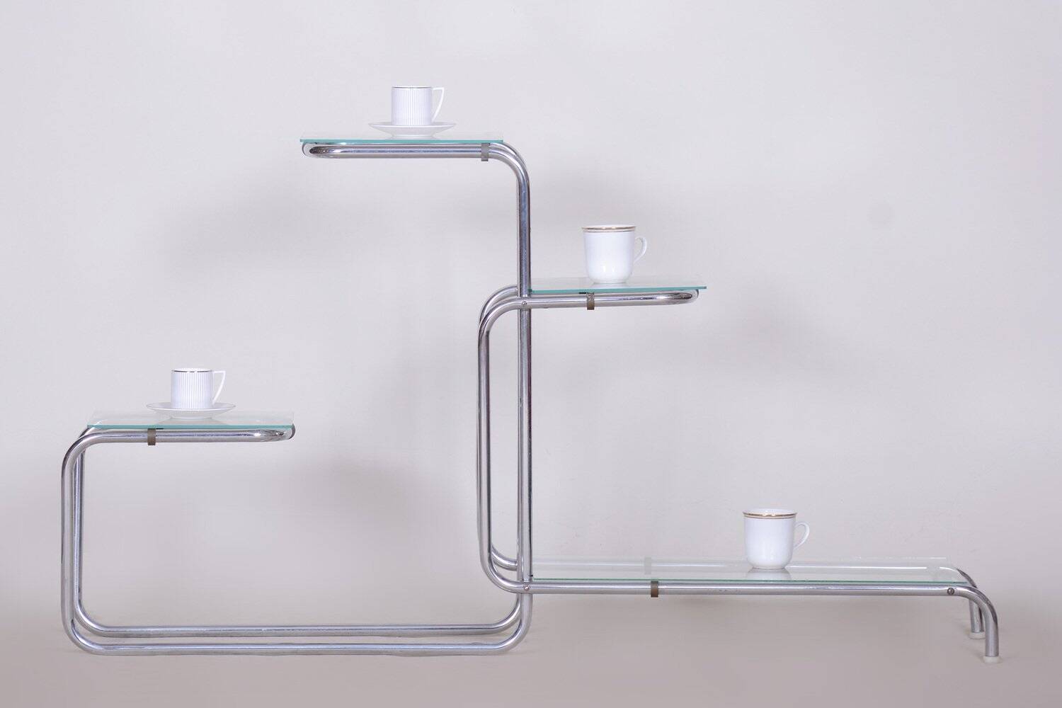 Support de fleurs Bauhaus en chrome et verre, années 1930