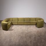Durlet 9-piece modular sofa in luxe green de ploeg fabric 1970