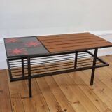 Vintage teak and ceramic coffee table 1960