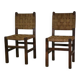 Pair of Brutalist chairs with braided rope seats, 1950s