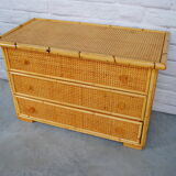 Chest of drawers bamboo and cannage, 1970s