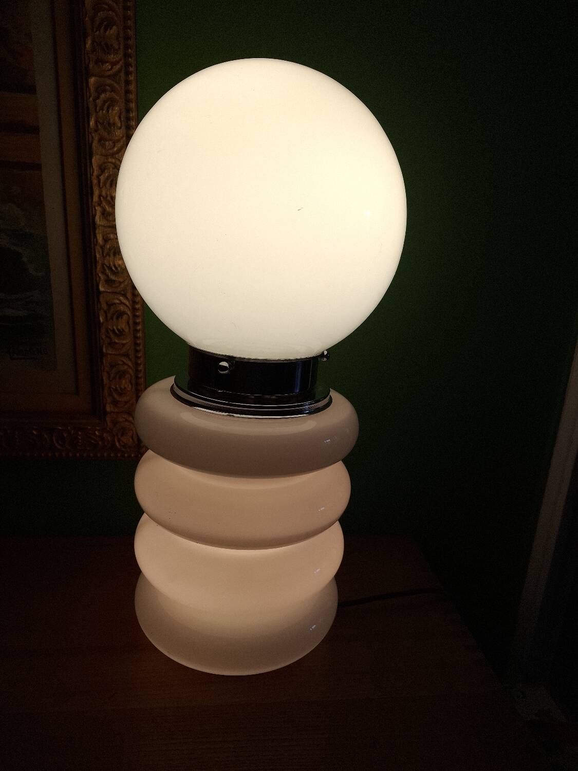 Opaline lamp in Murano glass, Mazzega, Carlos Nason