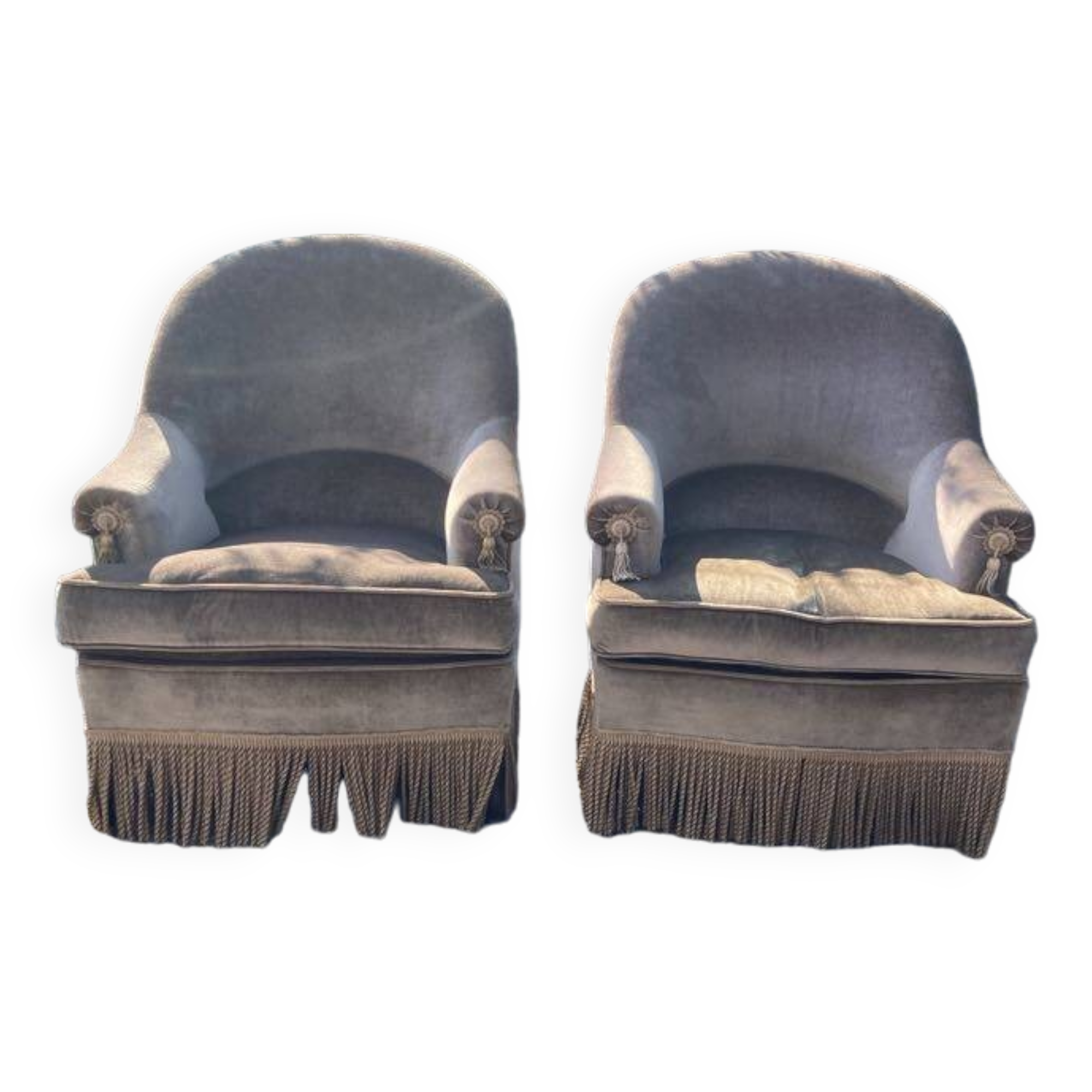 Paire de fauteuils en velours