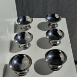 Set of 6 silver metal ice cream cups with small base D9 H5.5