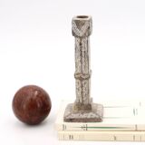 Moroccan candle holder in carved beige stone, 1970s