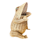 Porte-revues "Grenouille" vintage en osier tressé  Années 70