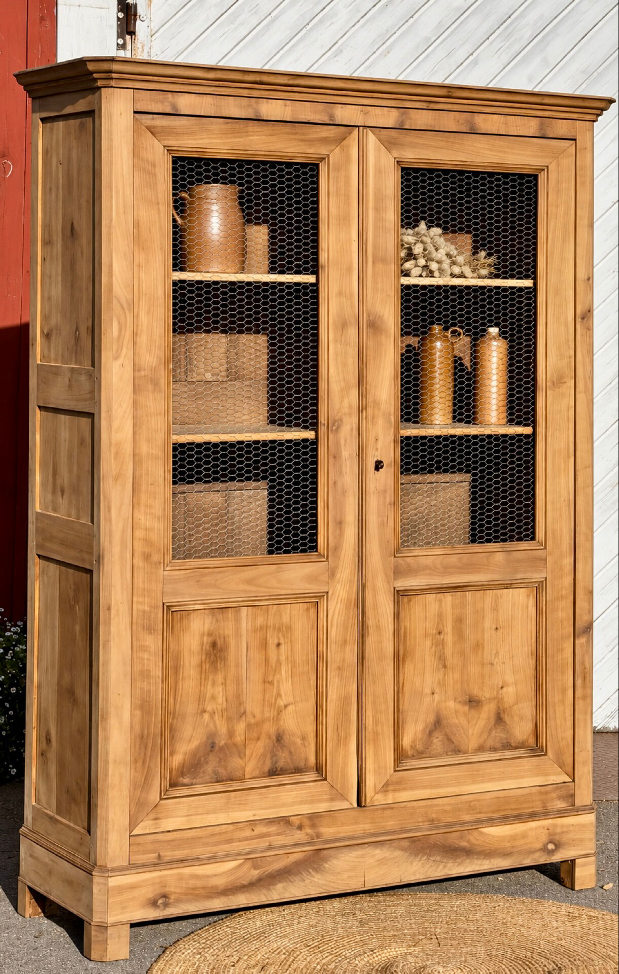 Antique Parisian wardrobe: solid wood dresser bookcase