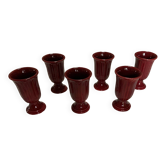 Lot de 6 mazagran en céramique émaillé bordeaux