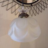 Frosted glass flower suspension, art deco