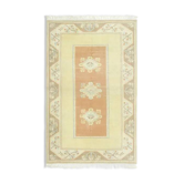 Tapis vintage turc Oushak fait main en laine et coton beige, années 1970