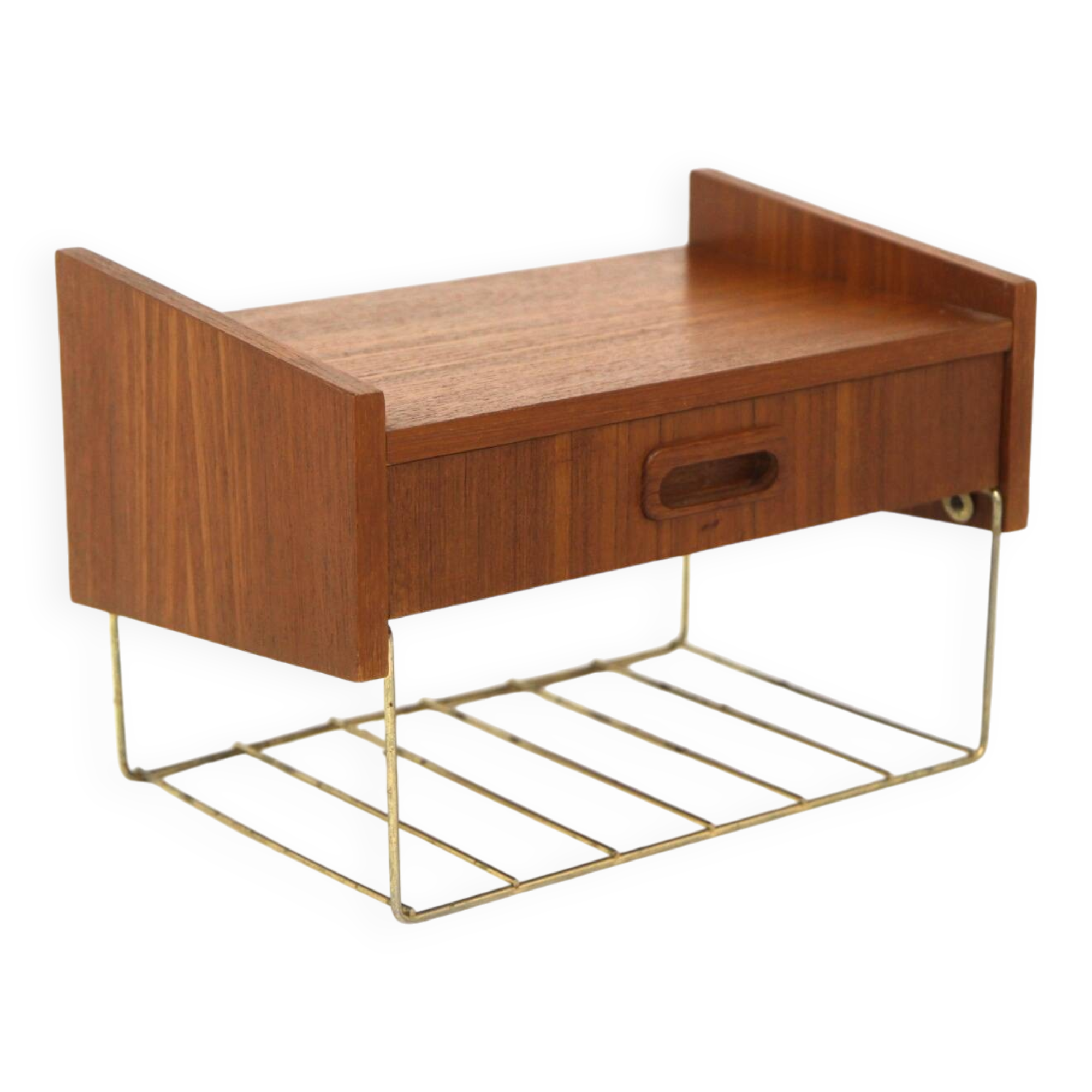 Tablette murale, chevet scandinave en teck, Suède, 1960