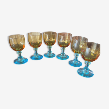 7 glasses of crystal liquor from Portieux Model Georges Sand No crack or Gin