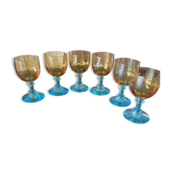 6 verres à liqueur en cristal de portieux  modèle georges sand aucun fêle ou égrenure
