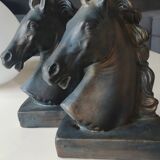 Pair of Horse Bookends with Flaming Manes. Ceramic.