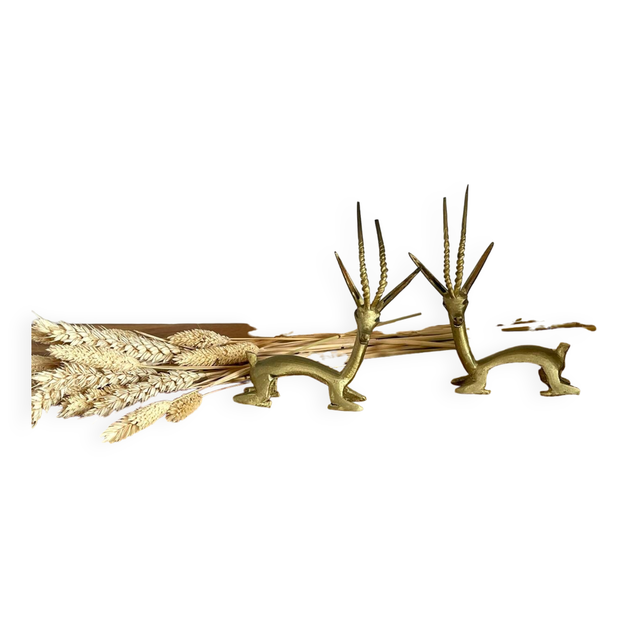 Pair of brass antelopes