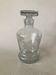 Small carafe in blown cut glass with engraved decoration of vine leaves and grapes, threaded stopper