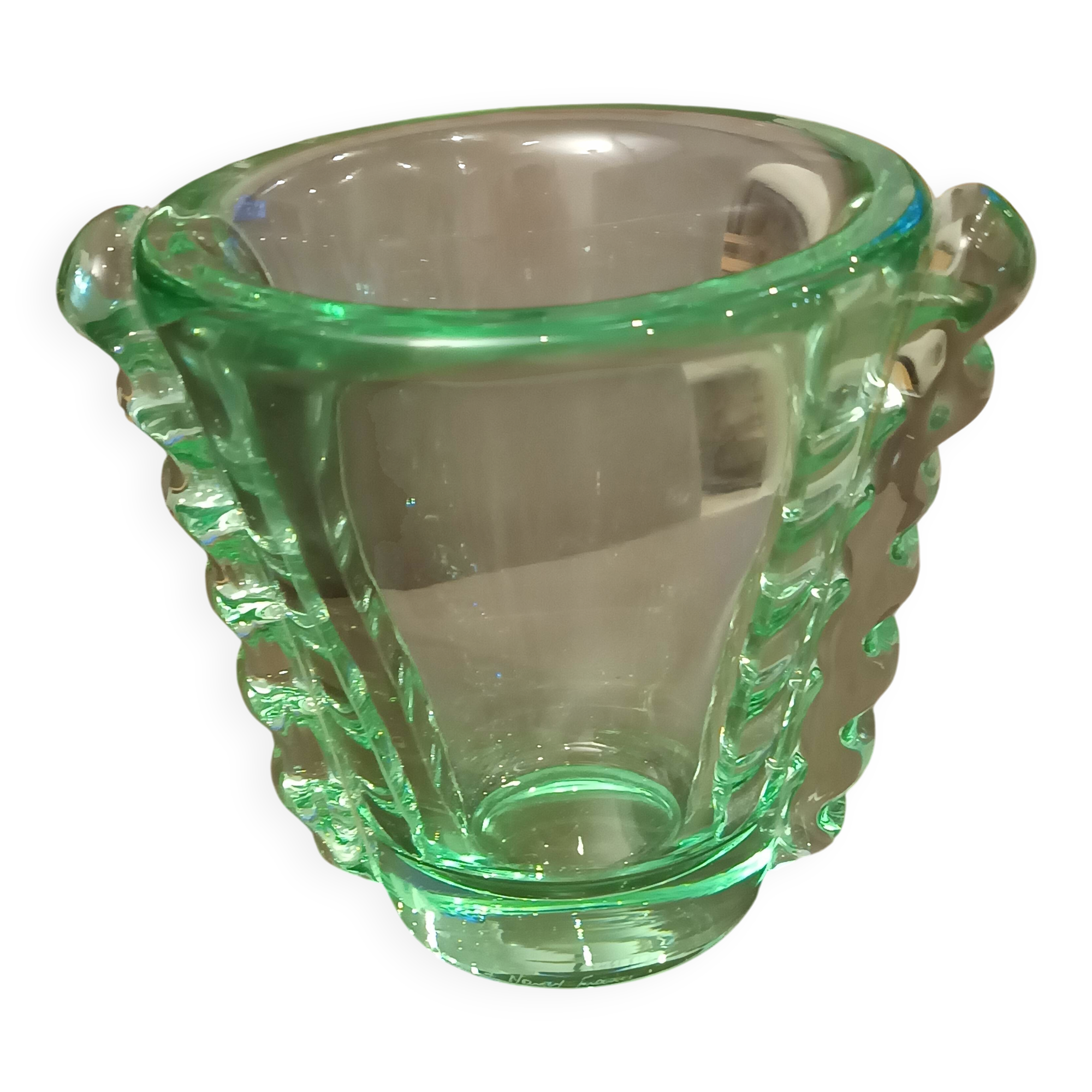 Art Deco vase in emerald green crystal – Daum Nancy France – Circa 1930