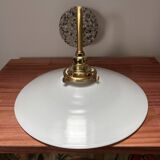 White opaline and terrazzo wall light