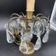 Antique, pair girandoles, candle holders, gilded brass, tassels, glass, drops, florets, 1 burner