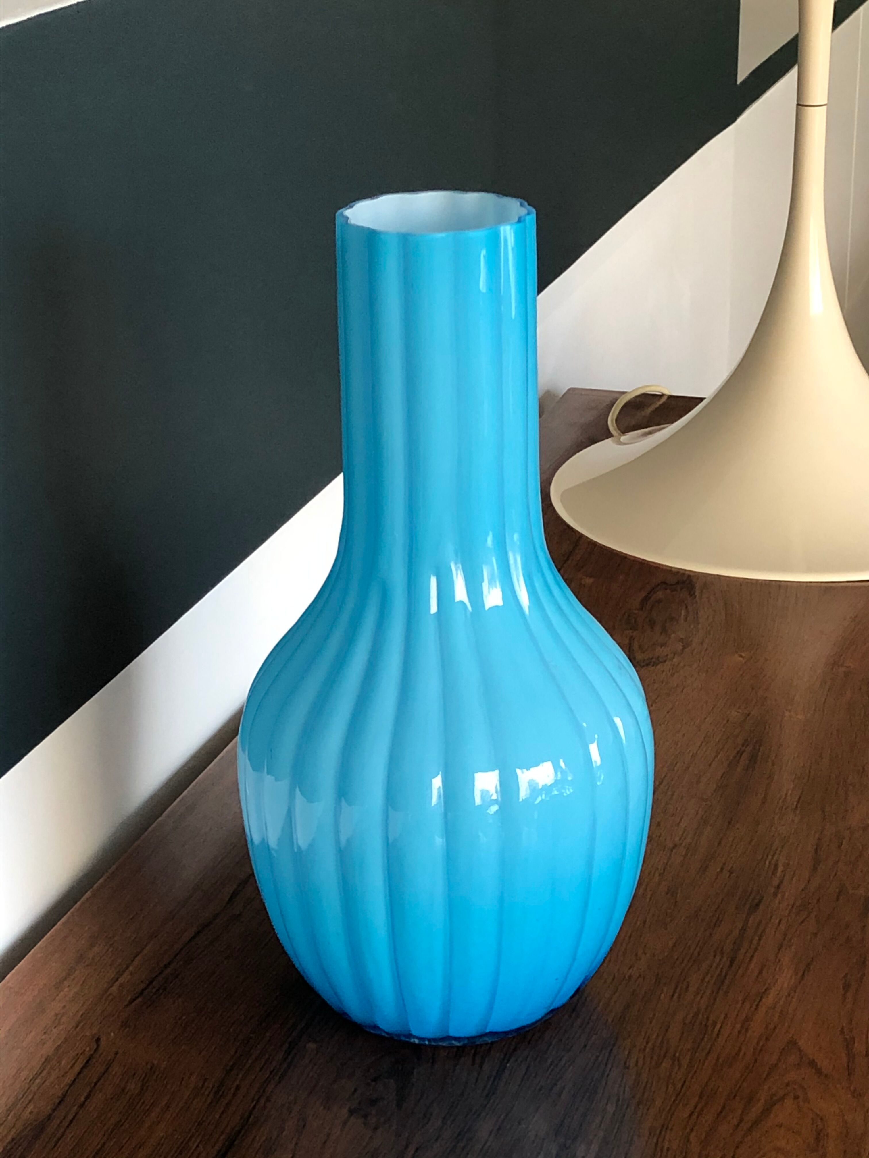 Turquoise cylindrical vase