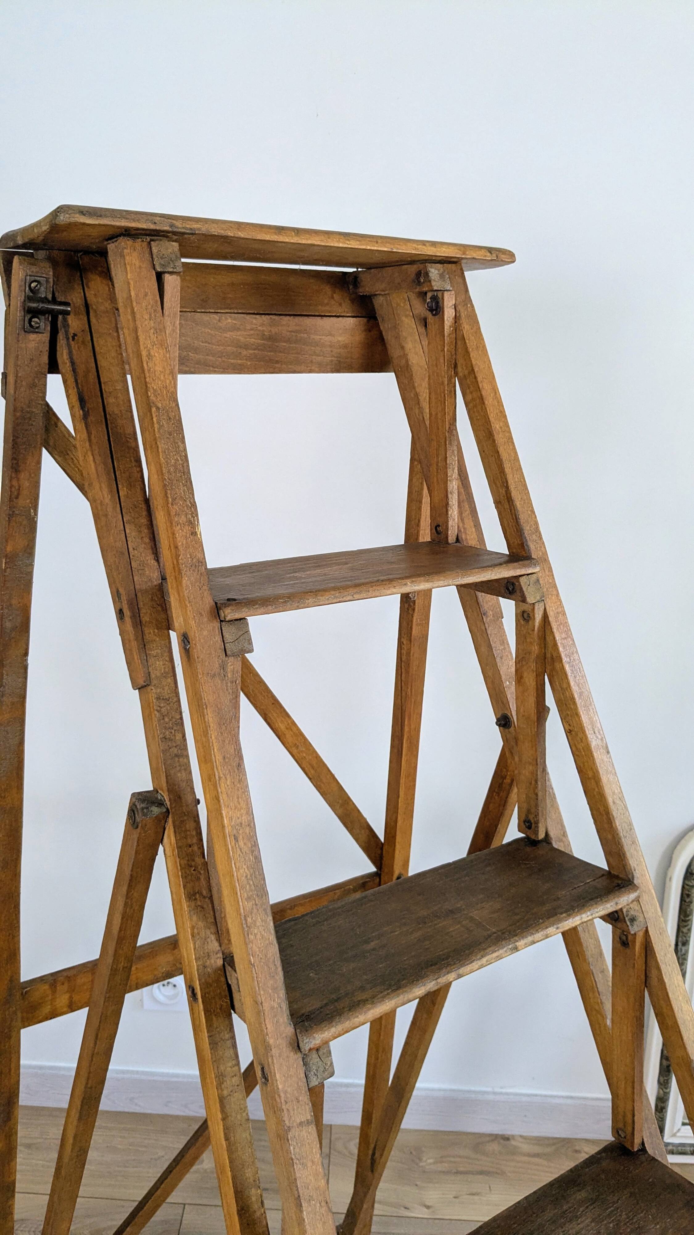Vintage wooden painter's stepladder - authentic patina