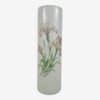 White glass roller vase