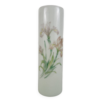 White glass roller vase